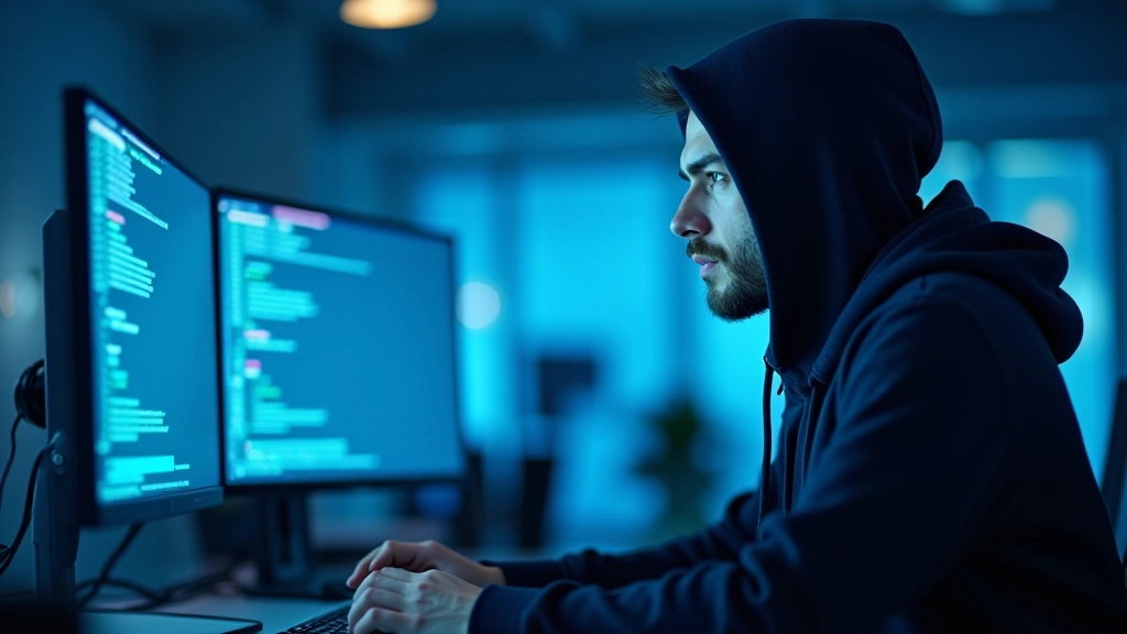 Bezpečnostní audit, specialista analyzuje bezpečnostní protokoly na monitoru